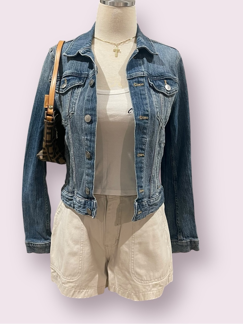 Classic medium wash denim trucker jacket